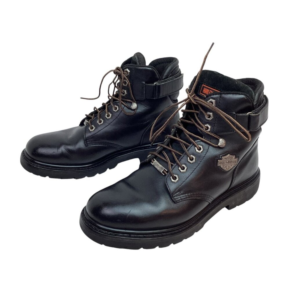 Harley-Davidson Womens 10 Wide Width Leather Motorcycle Biker Moto Boots Black